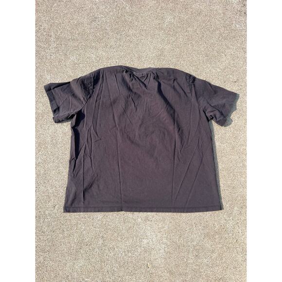 H&M Top Women Size Large Gray Split V-Neck Graphic Short Sleeve Tee Shirt Casual - Picture 6 of 6